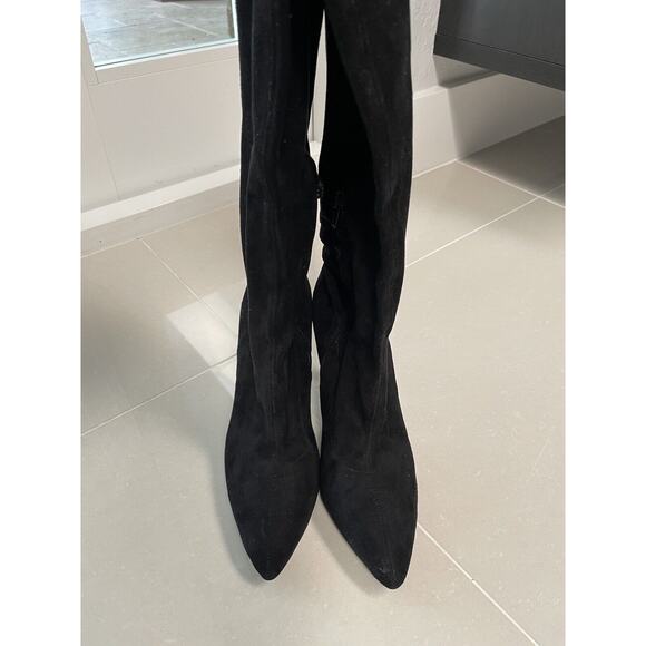 BCBG Black Suede High Heel Boots Size 10 - Picture 3 of 9